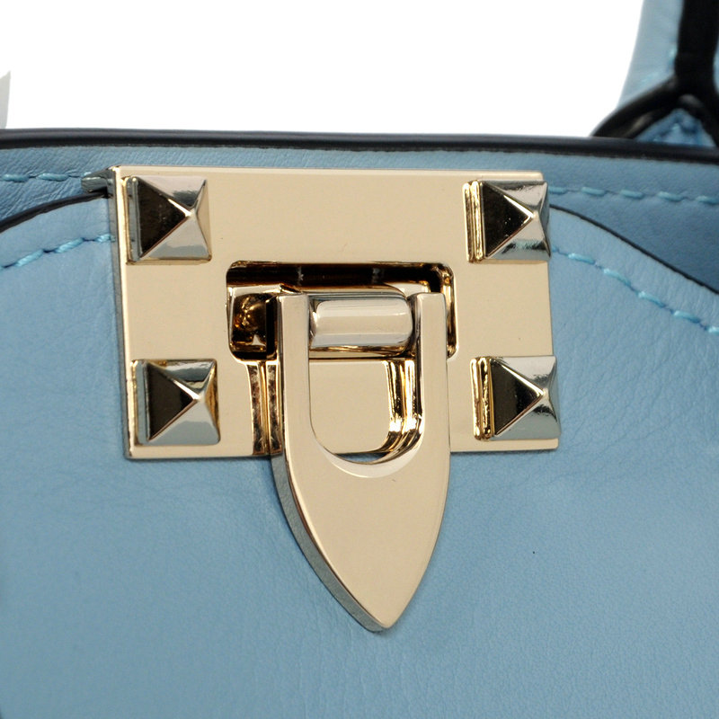 2014 Valentino Garavani rockstud mini double handles 1911 lightblue - Click Image to Close
